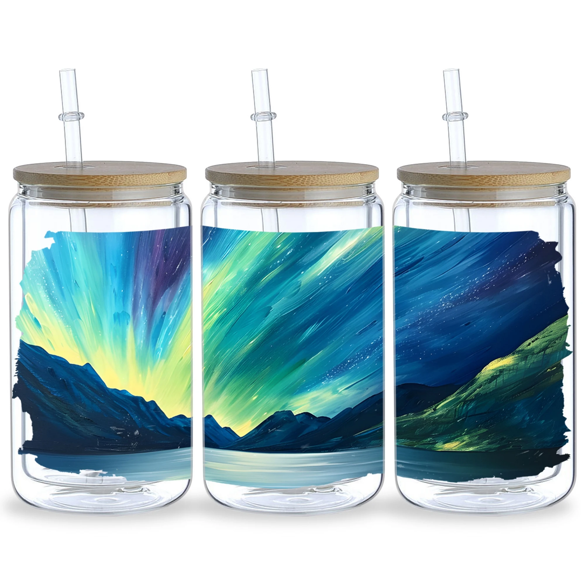 Aurora UV DTF cup packaging 5 sheets suitable for 16oz glass cups waterproof UV DTF stickers suitable for 16oz glass cups