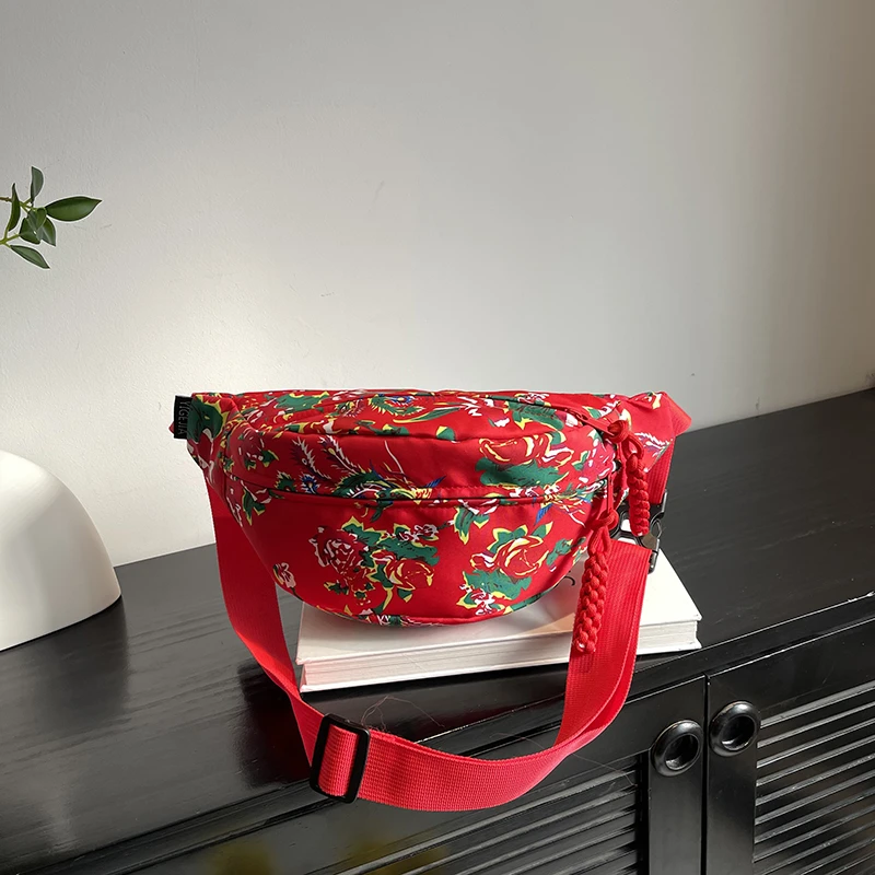 

2024 High Quality Chest Bag New Urban Leisure Style Shoulder Bag Trendy Flower Cloth Printed Zipper Crossbody Bag캔버스 캐주얼 가슴 가방