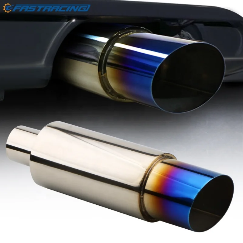 

Universal Car 2" Inlet 3.54" Outlet Gases De Escape Stainless Steel Chrome Exhaust Tips Pipes Muffler