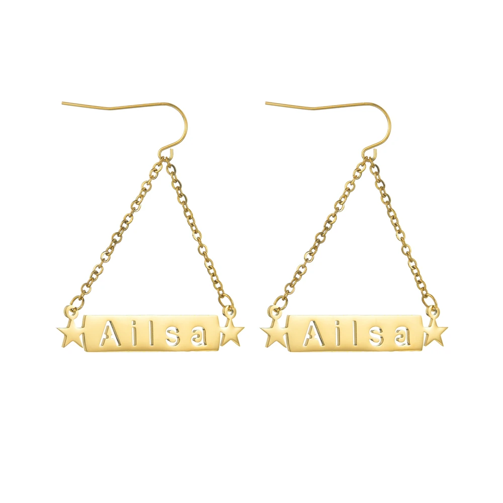 

Earrings Stainless Steel Custom Name Star Personalized Simple Letters Hollow Out Earrings Stud Gift Party Wedding For Women Girl