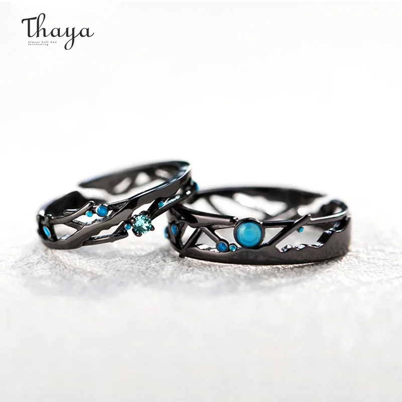 

Thaya Real S925 Silver Couple Rings Original Design Vintage Rings For Women Men Resizable Rings Wedding Engagement Fine Jewelry
