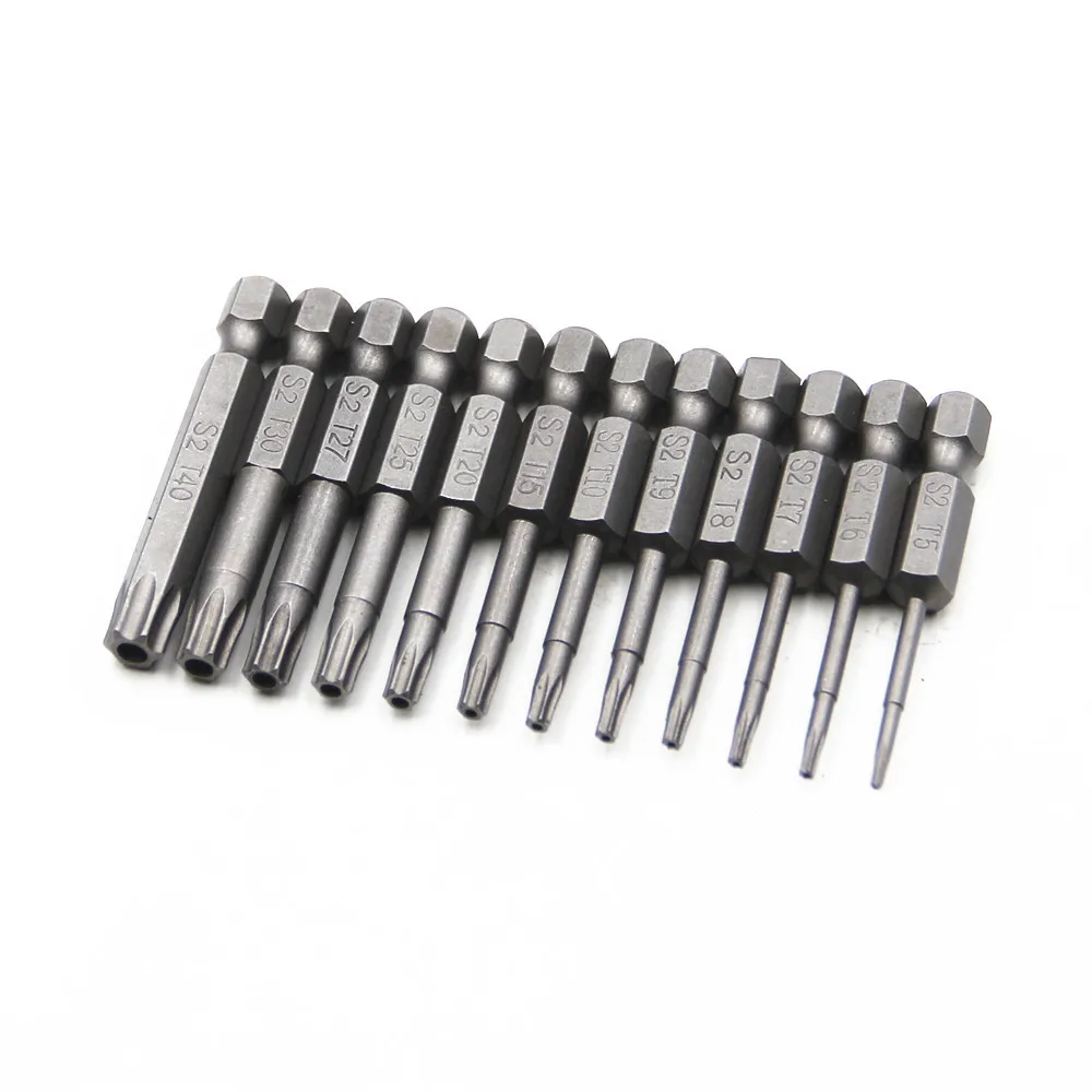 

ZK30 12PCS 1/4 Hex Bits Driver Tamper Proof Security Drill Magnetic Bit Set Torx Screwdriver Flat Head F1FC High Quality 50mm