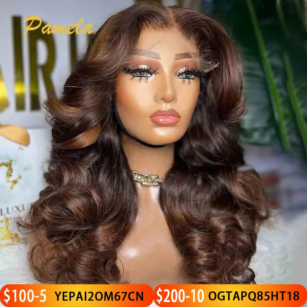 Human Hair Wig Blonde 13x6 HD Lace Frontal 250 Density Body Wave Ombre Colored Glueless Preplucked Ready To Wear