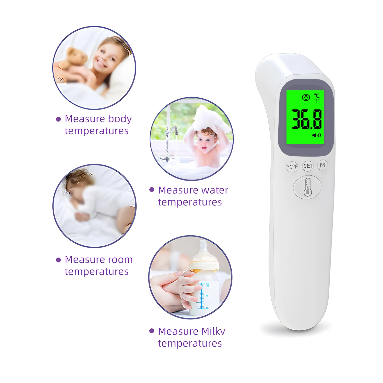 Digital Infrared Fever Thermometer Medical Household Infant Adult Forehead Non-contact Body Temperature Ear Thermometer