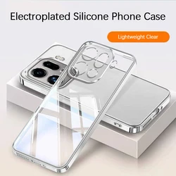 Luxury Transparent Silicone Shockproof Back Cover - Original Plating Thin Phone Case for OPPO Find X9s (Silver)