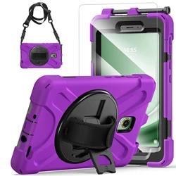 Rugged Dual-Layer Protective Tablet Case with Shoulder Strap - Durable Silicone & Polycarbonate Cover for Tab Active3 8.0 inch (I with Straps)