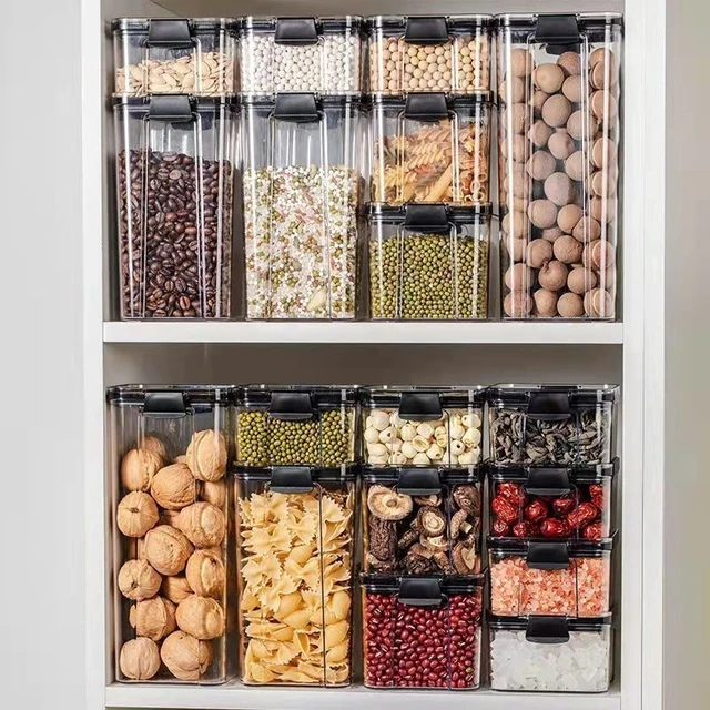 Food Storage Kitchen Container Plastic Box Jars for Bulk Cereals Kitchen  Organizers for Pantry Organizer Jars With Lid Home - AliExpress