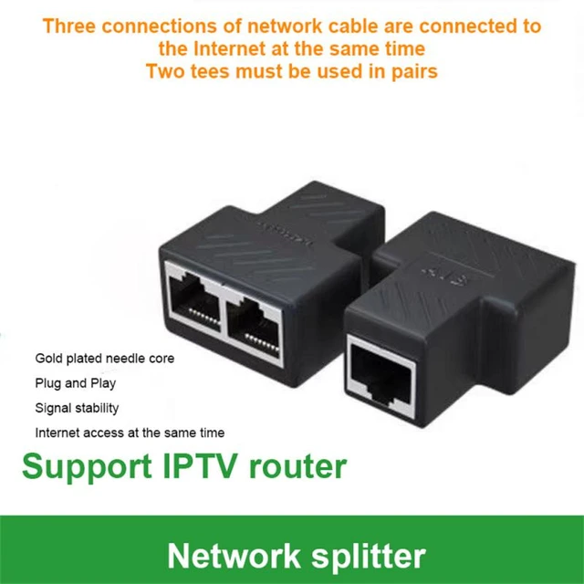 Divisor hembra RJ45 de 1 a 2 vías, Cable de red Ethernet LAN, conector doble,  adaptador de puertos para estaciones de acoplamiento de ordenador portátil  - AliExpress