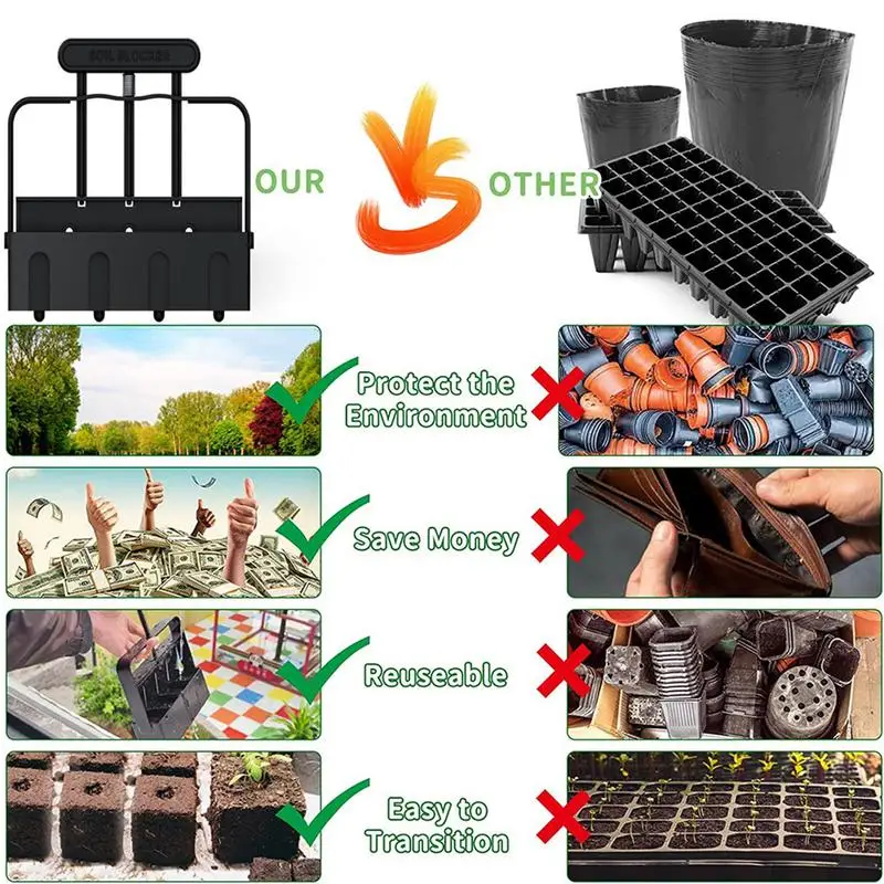 Handheld Seedling Soil Blocker Soil Block Maker for Garden Prep Seedling Production Base Block Making Reusable Hand Tool handheld planting tool