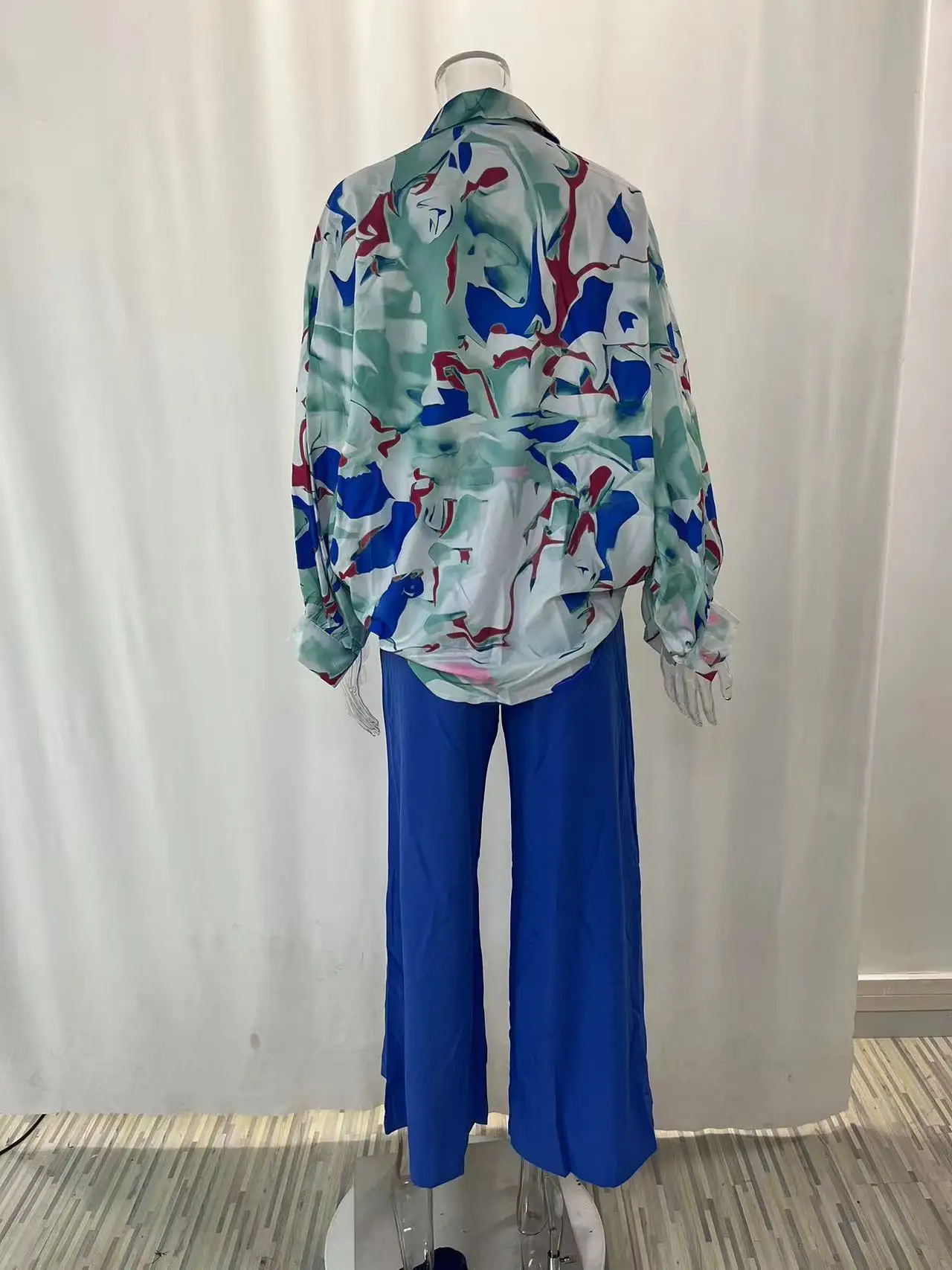 Women's clothing summer printed shirt temperament pants fashion casual set  2 piece sets womens outfits  Slight Strech