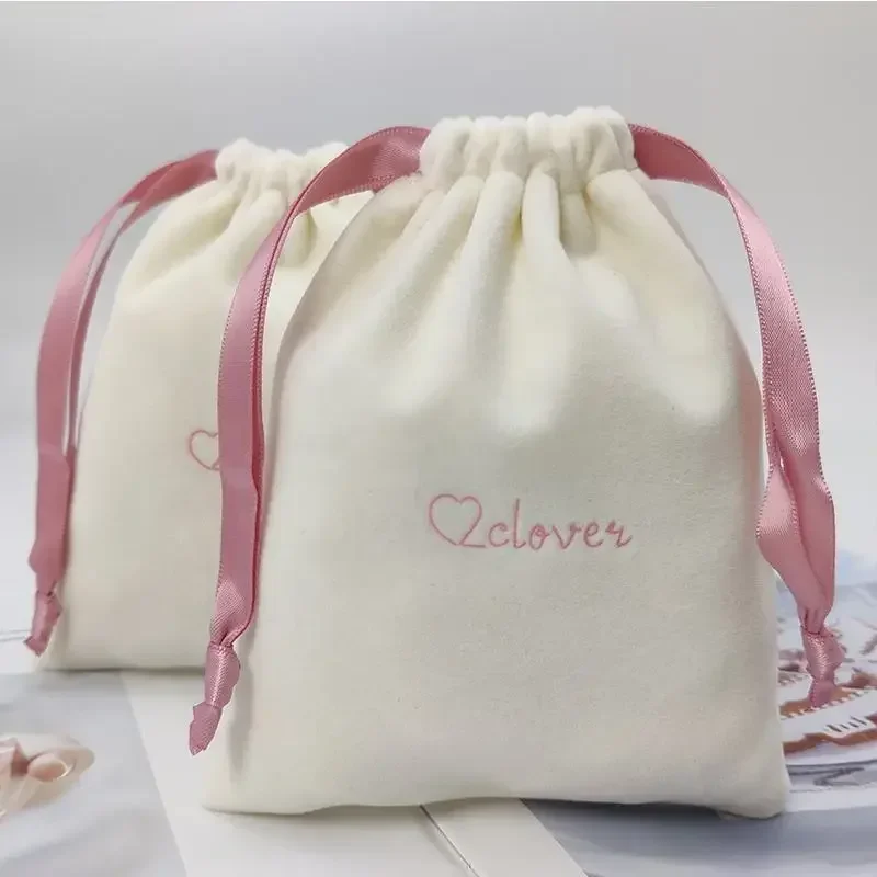 Velvet Jewelry Drawstring Pouch Gift Bag Soft Jewelry Necklace Packaging Bag Small Pouch for Wedding Party Custom Logo 20pcs