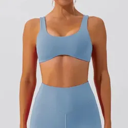 Moisture-Wicking High Elasticity Breathable Yoga Bra with Nude Feel - M (SKY BLUE)