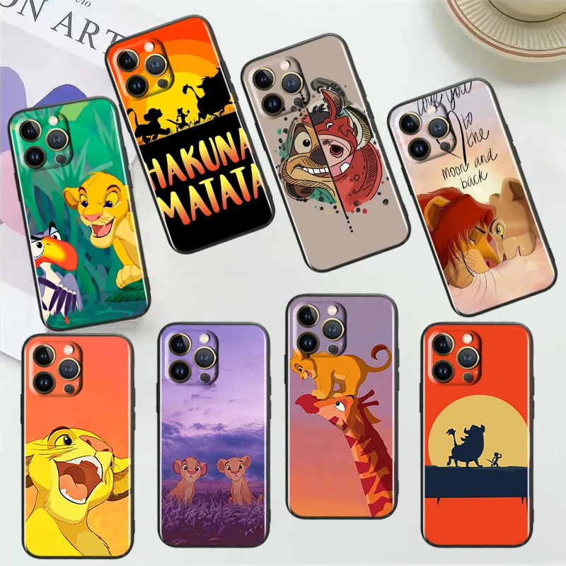 Lion King Simba Per Apple Iphone 14 13 12 11 Pro Max Mini Xs Max X Xr 7 8 Plus Se2020 Cover Nera Per Telefono