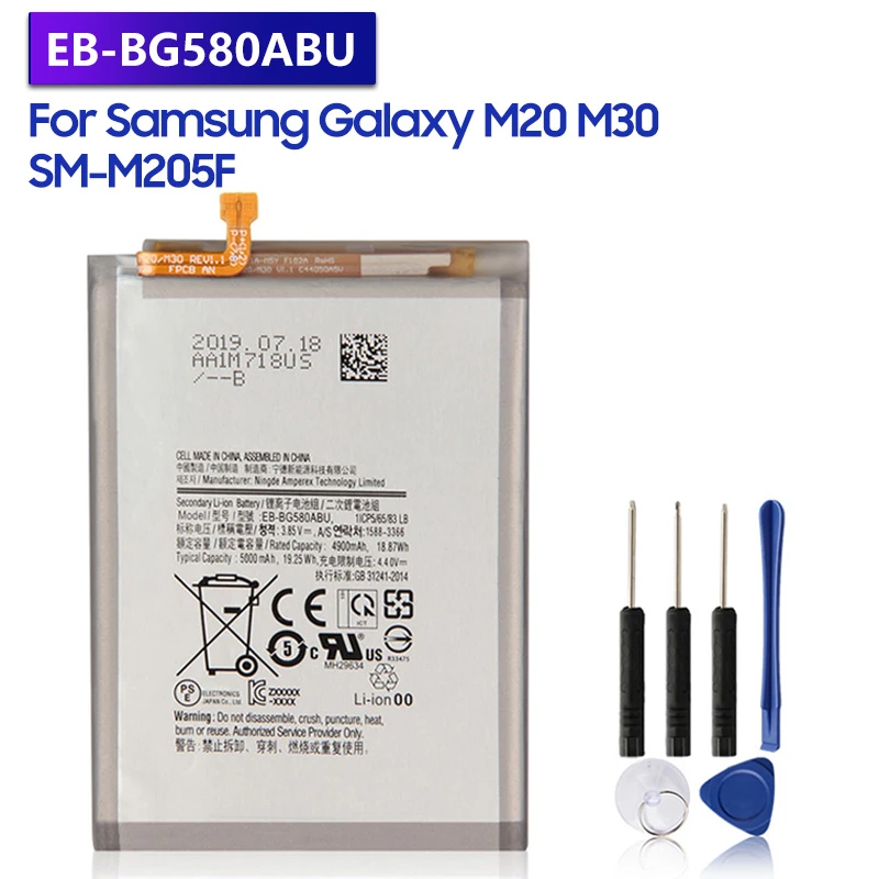 Replacement Battery EB BG580ABU For Samsung Galaxy M20 SM M205F M30  Rechargeable Phone Battery 5000mAh|Mobile Phone Batteries| - AliExpress