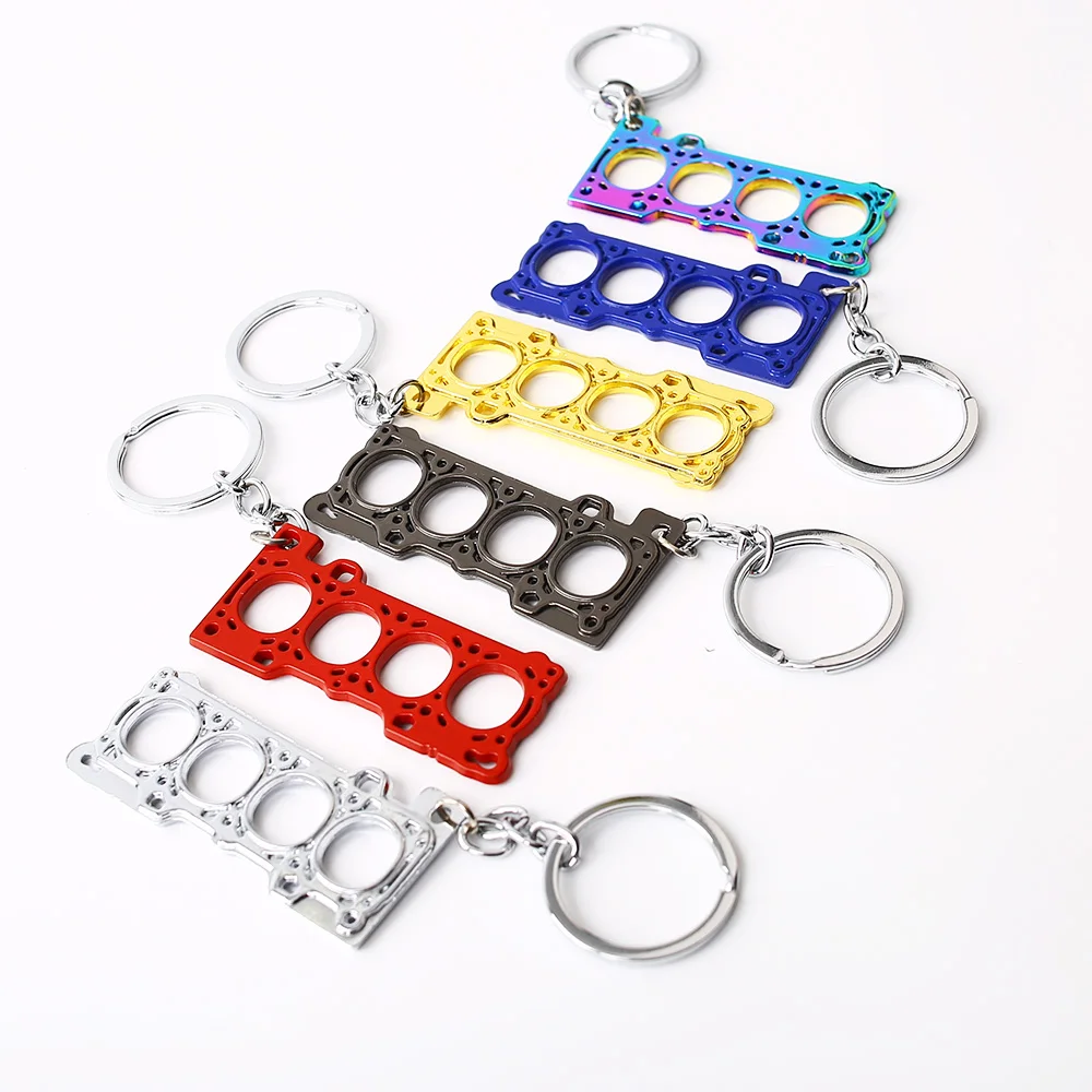 4 Cylinder Head Gasket Engine Metal Keychain Keyring Key Chain Ring
