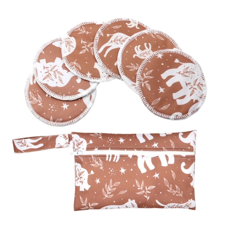 1 Set Bamboo Nursing Pads with Portable Diaper Organiser Nanny Bag Comfortable Leakproof Breast Pads for New Mom 4