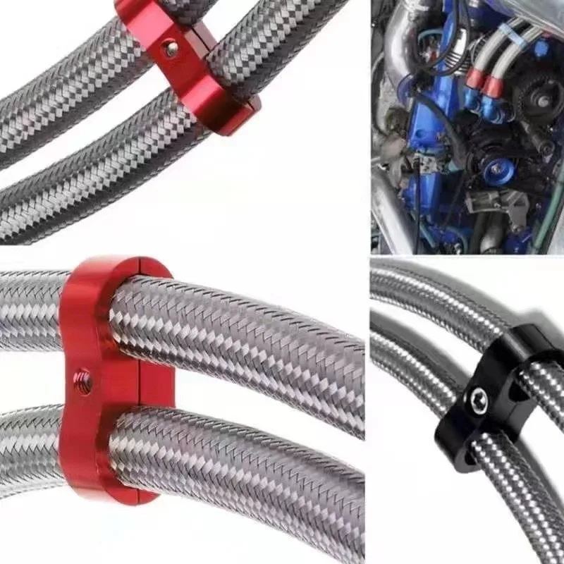 Hose Clamps AN4 AN6 AN8 AN10 AN12 Braided Rubber Hose Line Aluminum Anodized Line Separator Divider Clamp Kit Black Blue