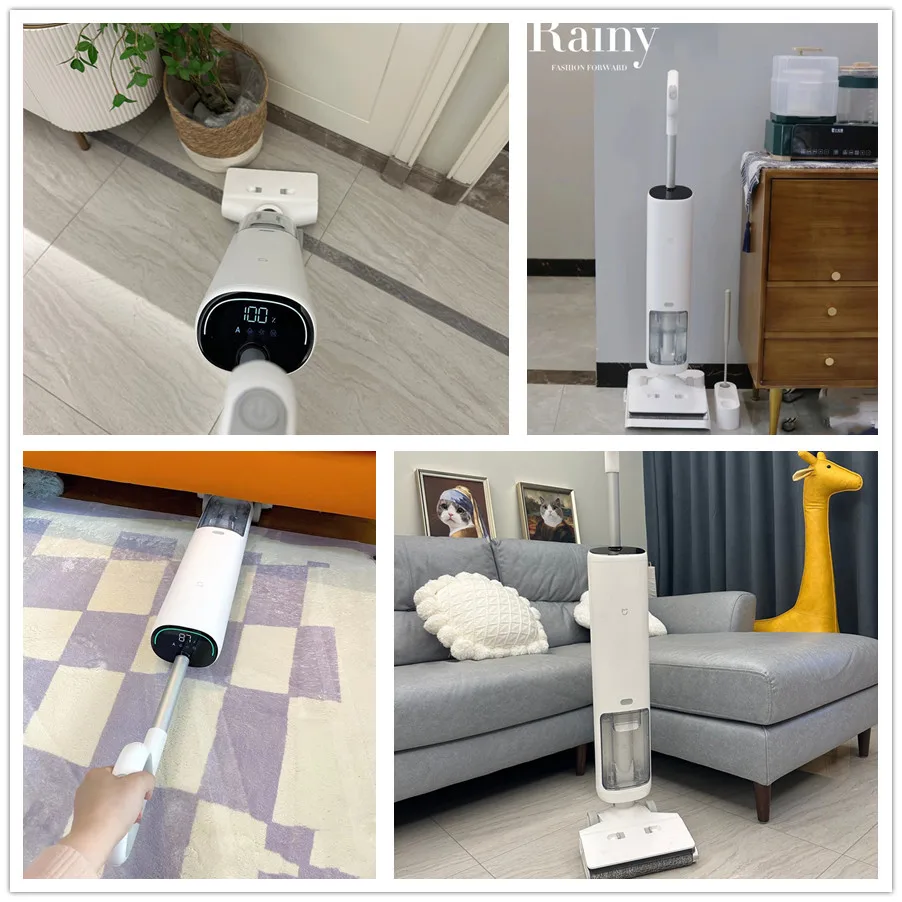XIAOMI MIJIA Wireless Vacuum Cleaner Mops Edge Floor Cleaning Scrubber Crawler Roller Brush 3-In-1 Smart Real-Time Self-Cleaning