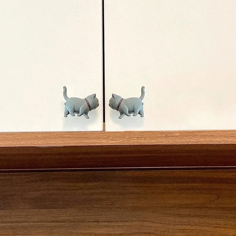 Brass Rotatable Cat Head Cat Handle Cartoon Wardrobe Door Handle Cute Drawer Single Hole Small Handle Drawer Door Knob