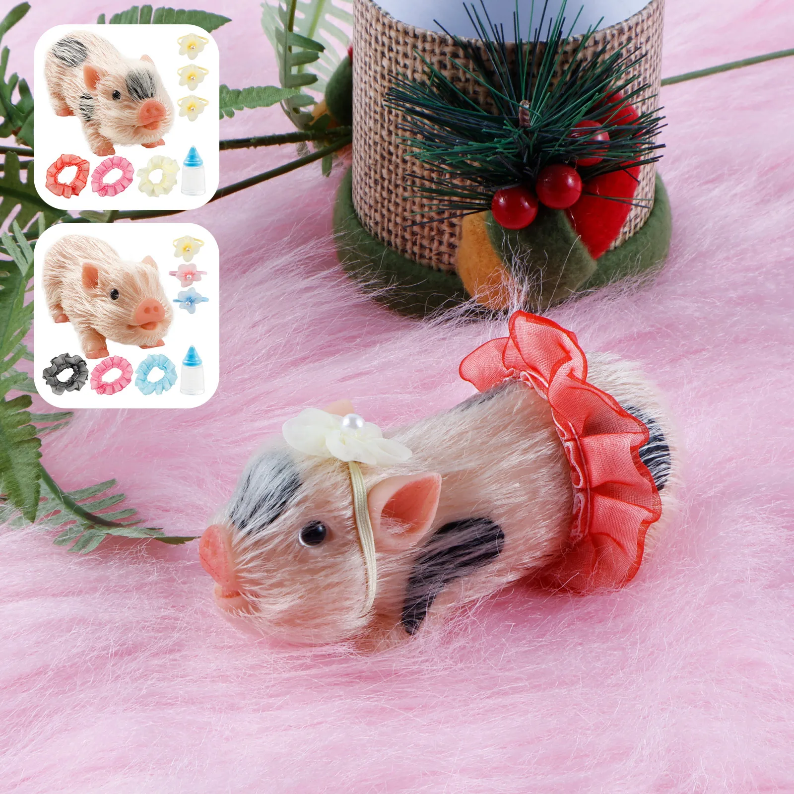 

5Inch Silicone Pig Doll Toy Mini Soft Lifelike Silicone Pig Doll Cute Miniature Newborn Silicone Pig Interesting Full Silicone