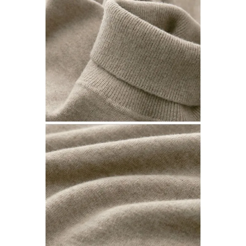 2023 Autumn Winter New Turtleneck Loose Pullover Thick Warm Casual Sweater Men Solid Woolen Sweater Fashion Knit Bottom Coat