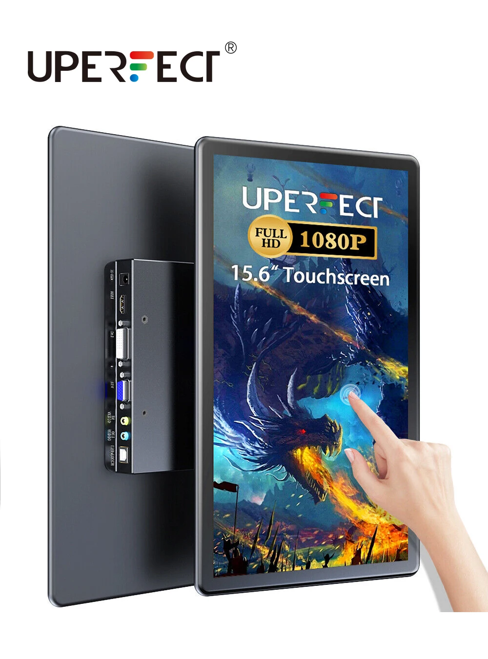 ИДЕАЛЬНЫЙ 15,6-дюймовый сенсорный монитор FHD 1080P IPS Портативный монитор с портами HDMI VGA DVI Настенное крепление VESA Внешний экран для ноутбука/ПК/PS4/PS5/телефонов/Ras Pi