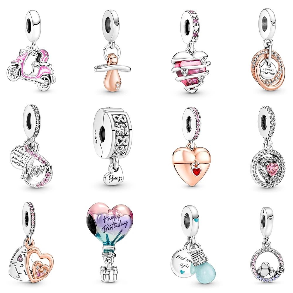 Authentic 925 Sterling Silver Moments Reveal Your Love Heart Spiral Dangle Charm Bead Fit Pandora Bracelet & Necklace Jewelry authentic 925 sterling silver murano glass bubble tea dangle charm fit pandora bracelet necklace for girl gift diy jewelry