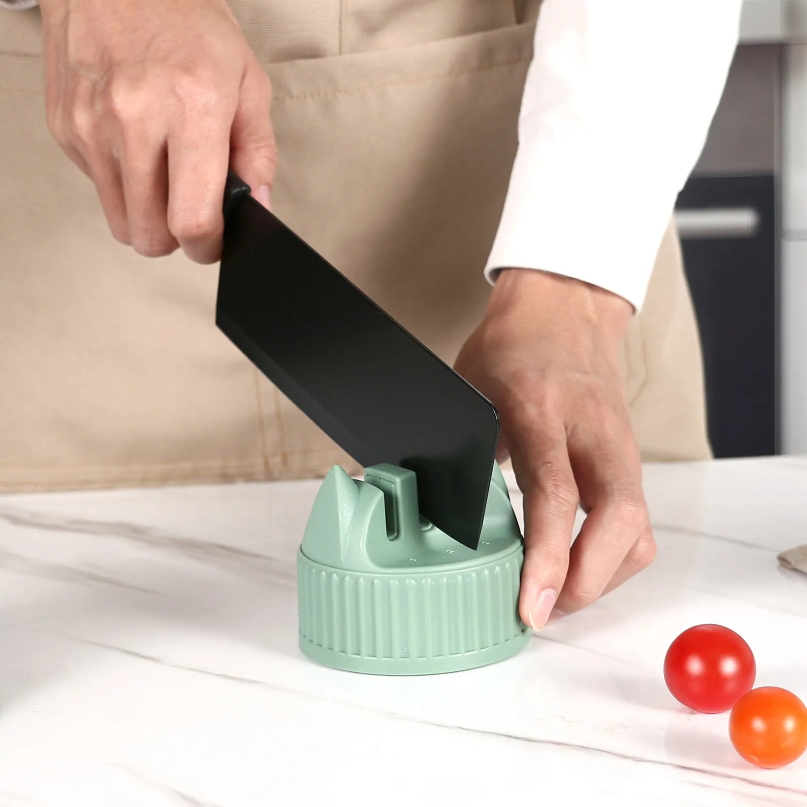 Knife Sharpener Three-section Cartoon Cat Head Whetstone Kitchen Non-slip Household Manual Knife Sharpener