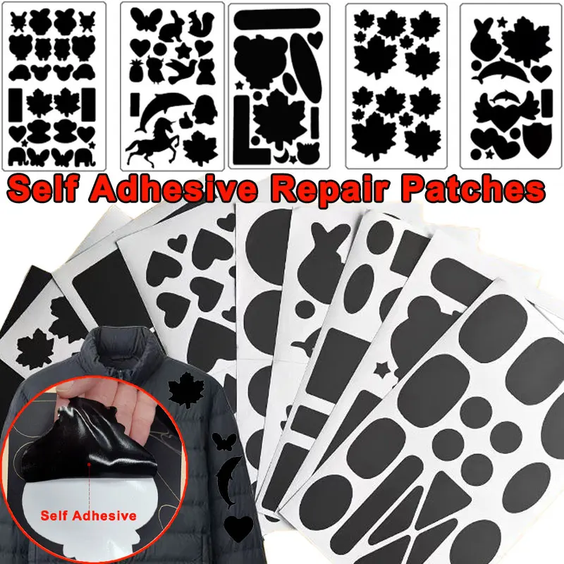 5Pcs Self-Adhesive Repair Patches Black Down Jacket Waterproof Repair Patch No Ironing Stickers Nylon Patches Tape For DIY Cloth
