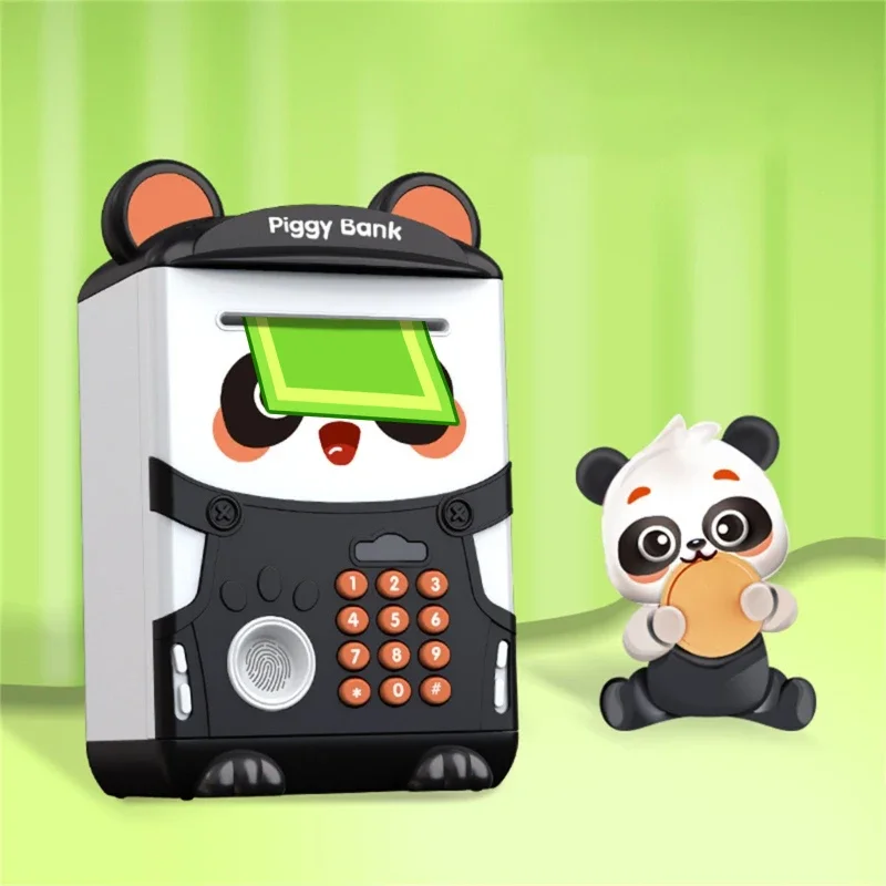 Cartoon Panda Piggy Bank with Password Kids Toys Fingerprint Money Box Coin Saving Educational Toys Ptetend Toy Children Gift 5