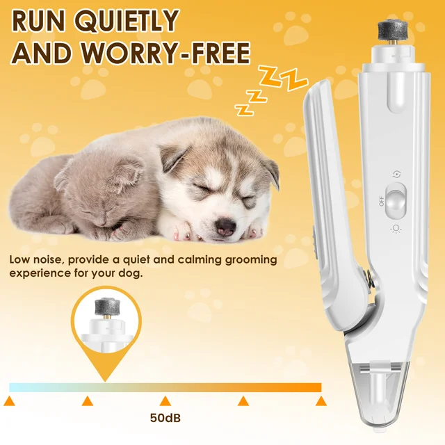 2 in 1 Pet Nail Grinder and Clipper Cat Dog Grooming Tool with LED Lights and Splash Guard USB Rechargeable Cat Dog Nail Trimmer 4