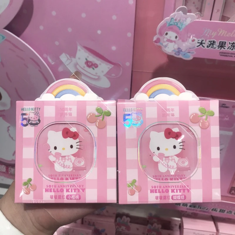

New Miniso Sanrio Hello Kitty Powder Blusher Highlight Moisturize Skin Waterproof Lasting Touchup Contouring Setting Makeup Gift