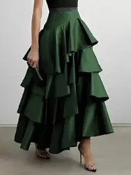Onecozyday Female Stylish Selection High Waisted Falbala A-Line Maxi Skirts 2023 Korean Fashion High Waist Long Skirts For Women