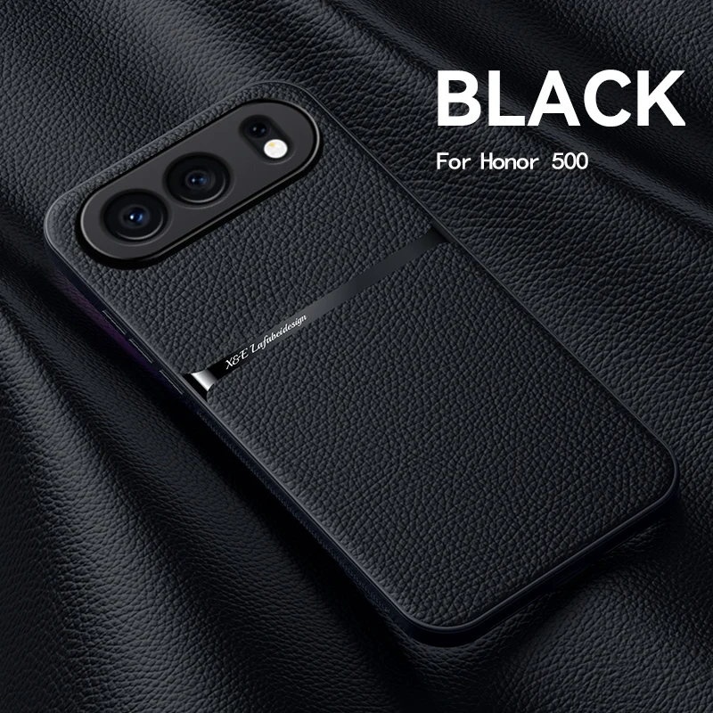Premium Luxury Magnetic Leather Car Holder Case - Silicone Protective Back Cover