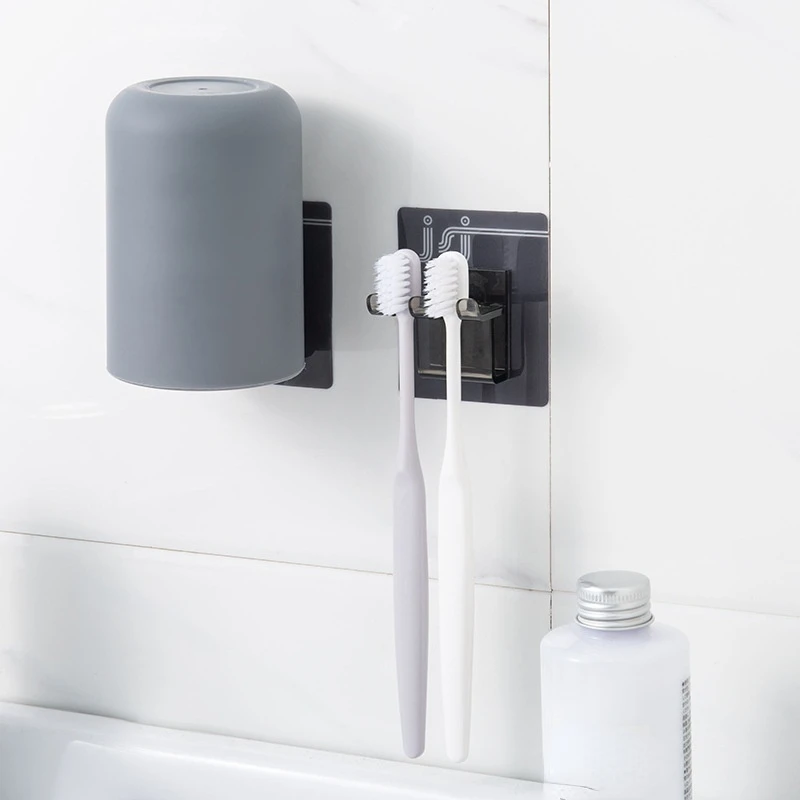 Simple Wall-mounted Wash Cup Toothbrush Holder Set Bathroom Waterproof Hook Razor Head rope Organizer Home Shelf Accessories