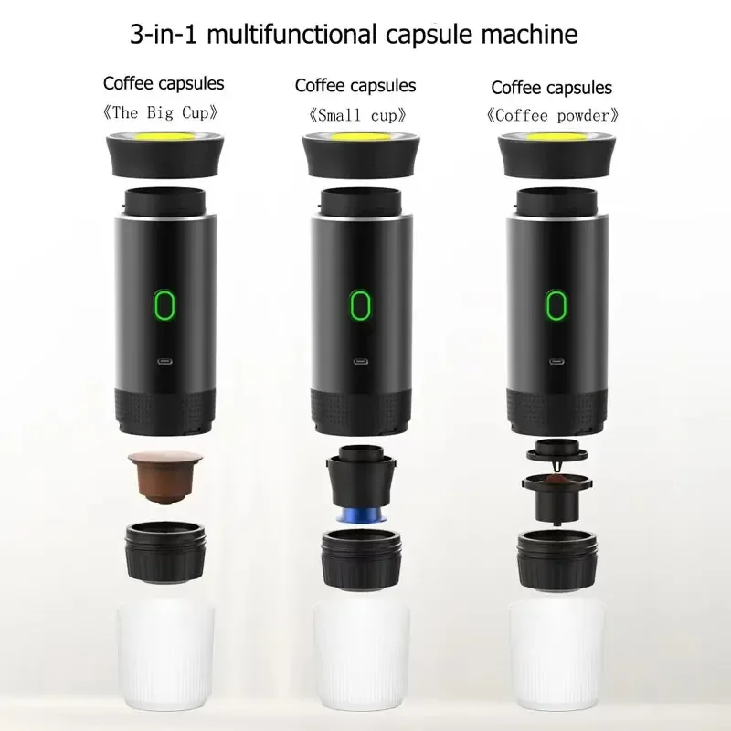 Portable Wireless Espresso Coffee Maker Electric Coffee Machine Automatic Heating 19Bar Fit Nespresso Capsule Pods Ground Coffee