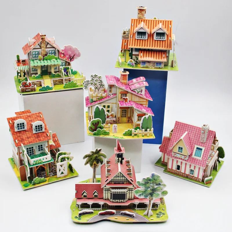 

3D Paper Building House Handmade Model Kid Student Puzzle Parent-Child Assembly Jigsaw Educational Toys Diy Gift Brain Game 2022