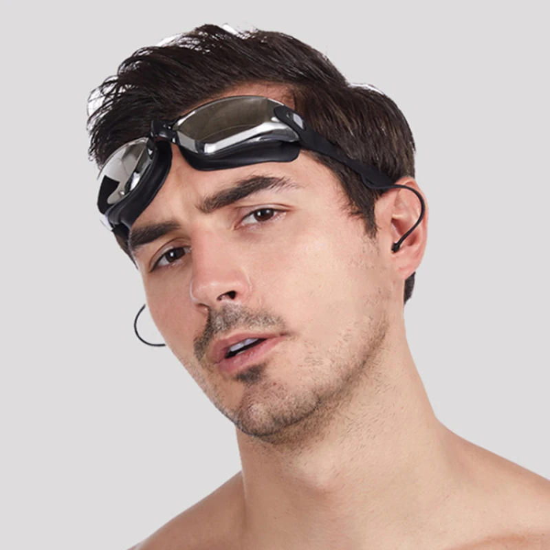 Professional Swimming Goggles Men Women Large Frame With Earplugs Waterproof Anti-Fog High-definition Swim Pool Diving Goggles