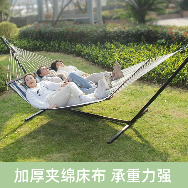 Hammock Outdoor Furniture Canvas Hammock + Iron Pipe Holder