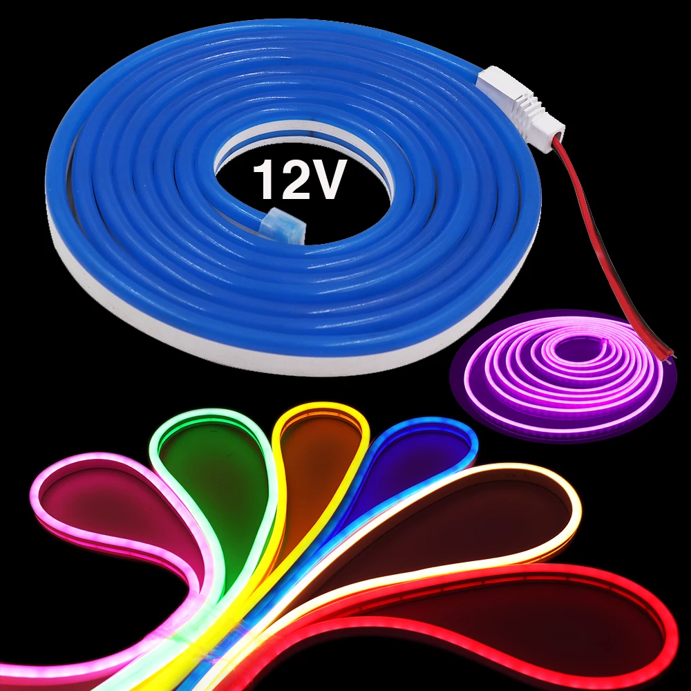

Neon Strip Light 12V Waterproof 2835 120LEDs/m Flexible Rope Tube Neon Sign Holiday Decoration White Pink Blue Yellow Purple