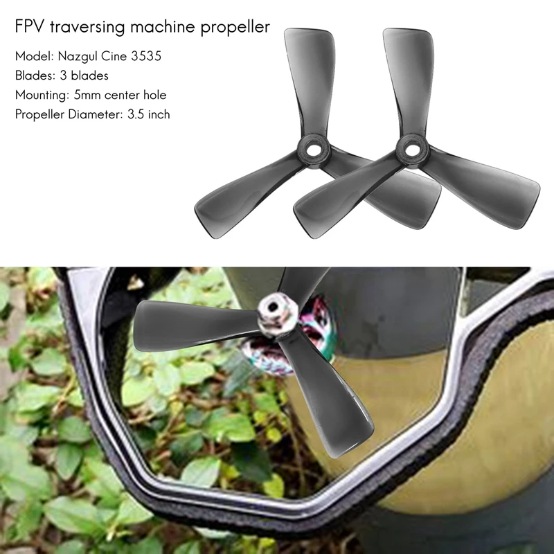 ABAC-4Pcs for Nazgul 3535 3.5Inch Cine Tri-Blade/3 Blade Propeller Prop with 5mm Mounting Hole for FPV Protek35 Part