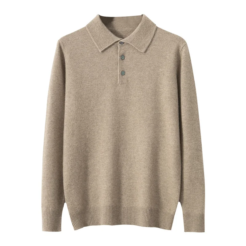 Classic Polo Collar 100% Cashmere Sweaters for Men 2023 Autumn Winter Clothes Pull Homme Business Casual Warm Knitted Pullovers 2