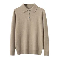 Classic Polo Collar 100% Cashmere Sweaters for Men 2023 Autumn Winter Clothes Pull Homme Business Casual Warm Knitted Pullovers 2