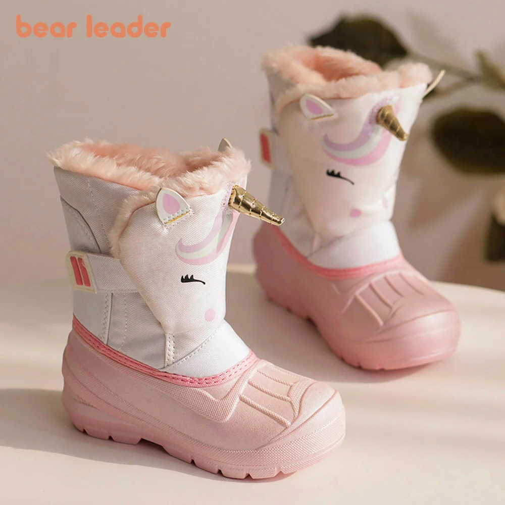 

Bear Leader Kids Baby Shoes Cartoon Kids Warm Children's Shoes Thick Velvet Waterproof Non-slip Rain and Snow Winter Snow Boots