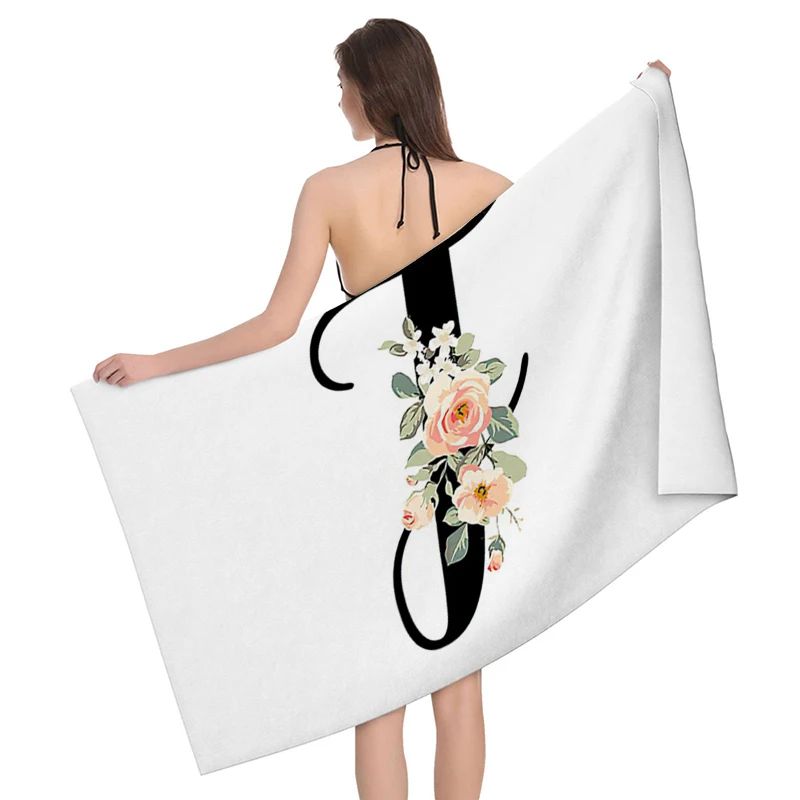 Home bath towels for the body towels bathroom letters and flower quick drying microfiber beach towel man and women large sports