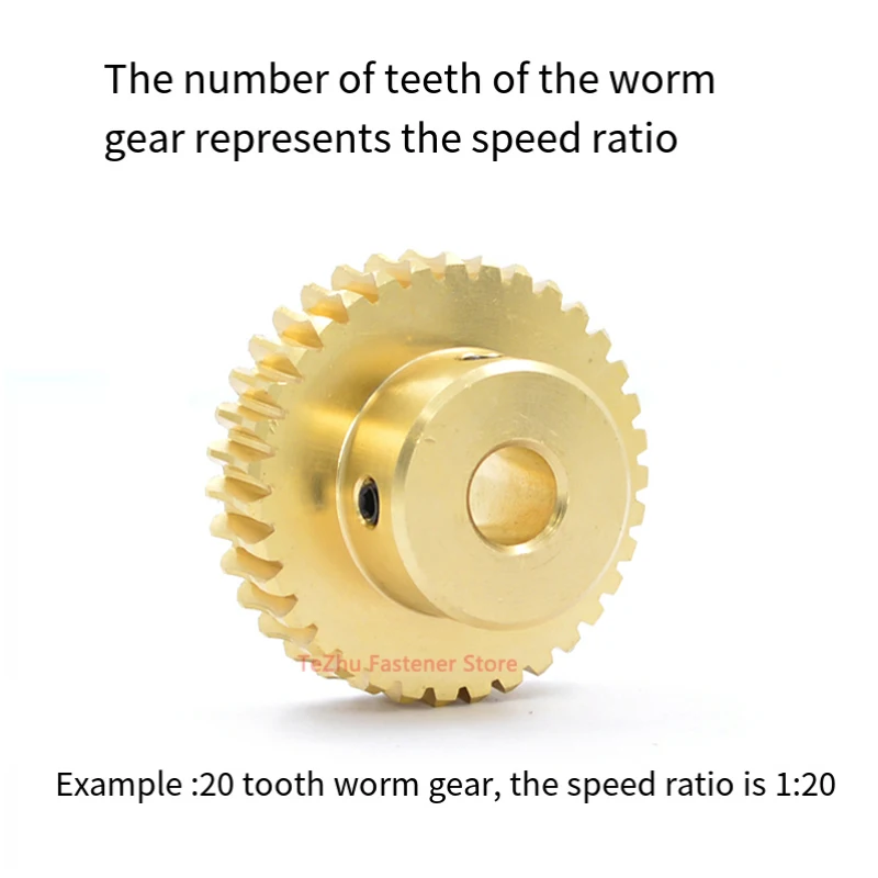 Turbine Worm Gear with Worm Rod 1 Set 1M 1 Module 15 20 25 30 Teeth Brass Gear 45# Steel Rod Drive Ratio 1:15/20/25/30 for motor gear transmission gear electric bike gear cassette deck tape gear electric chain saw gear
