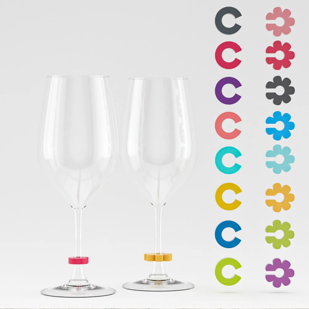 

16pcs Wine Cup Markers Wine Glass Charms Tags Silicone Flower Shaped Wine Glass Drink Markers Drink Charms Cocktail Picks