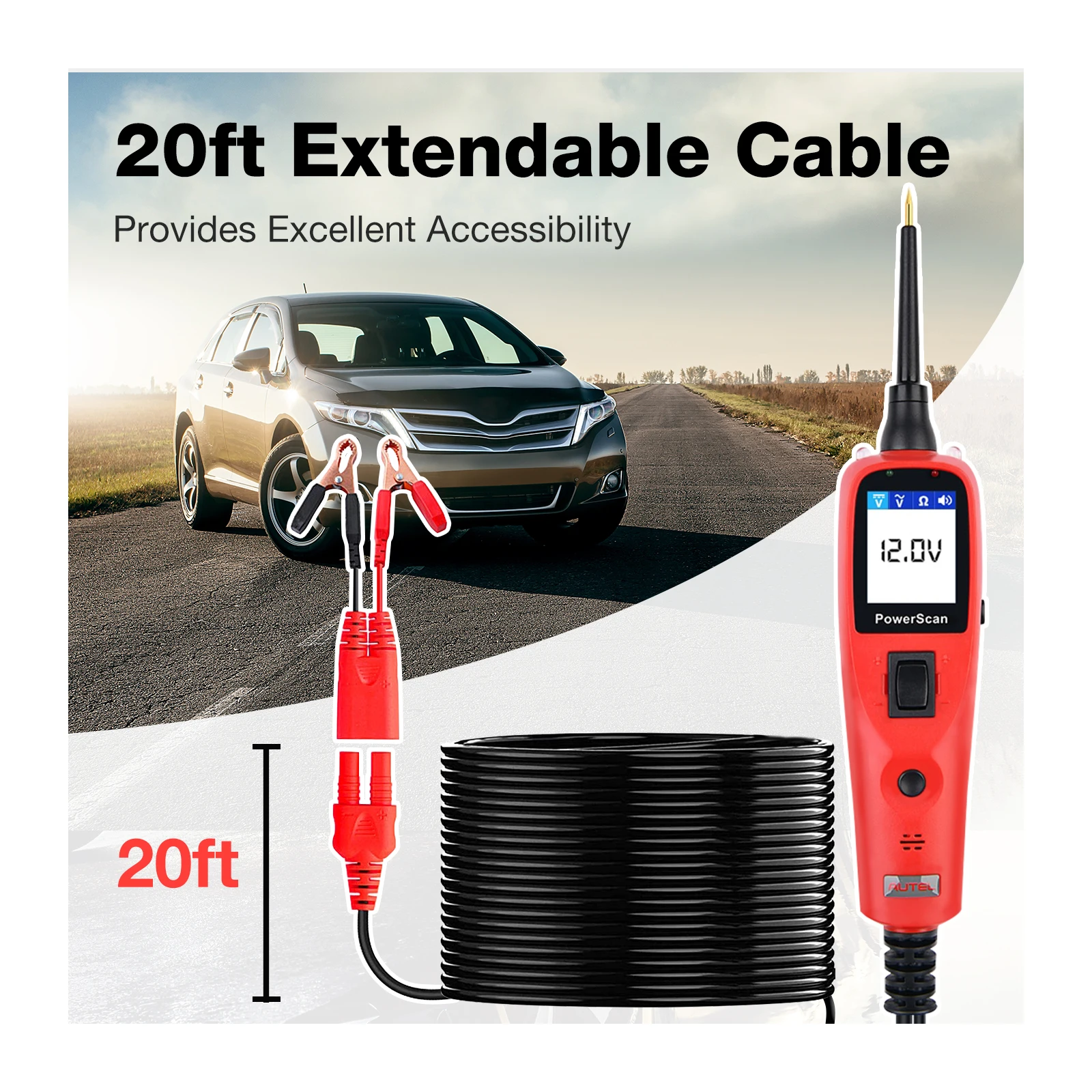Autel PowerScan PS100 Circuit Tester 12V 24V Universal Automotive Power Circuit Probe Kit AC/DC/Continuity/Probe/Signal Test