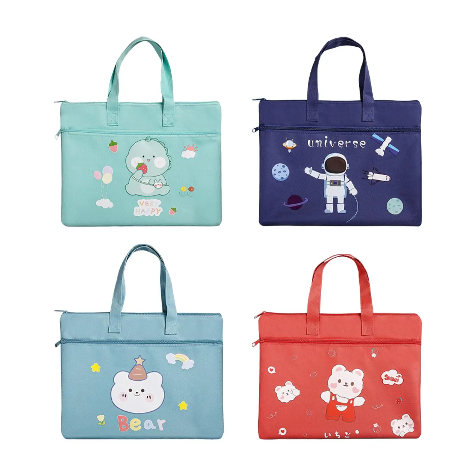 

File Bag Tote Wear Resistant Zipper Closure Tote Document Handbag for Daily Usin