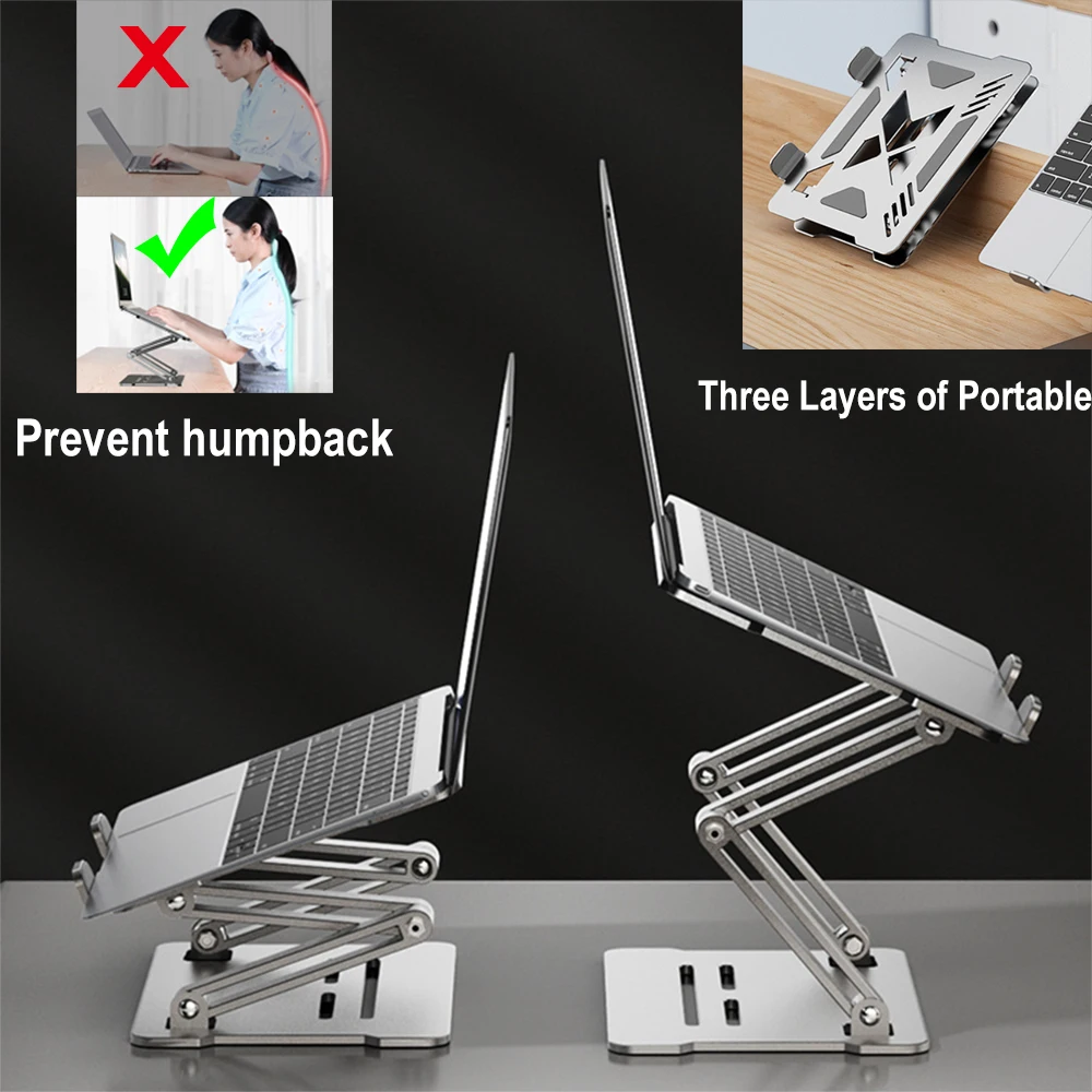 Adjustable Desk Laptop Stand For Macbook Pro Riser Ergonomic Aluminum ...